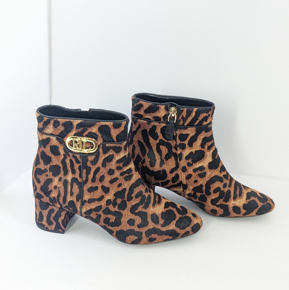 NWOT Lauren Ralph Lauren Leopard Ankle Boots - Picture 16 of 16